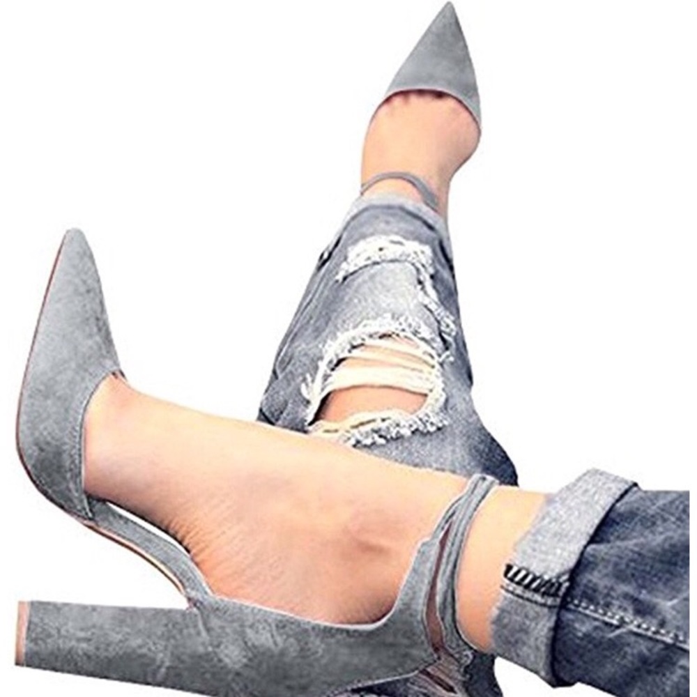 🎉HP🎉 Gray Ankle Strap Pointed Toe High Heels